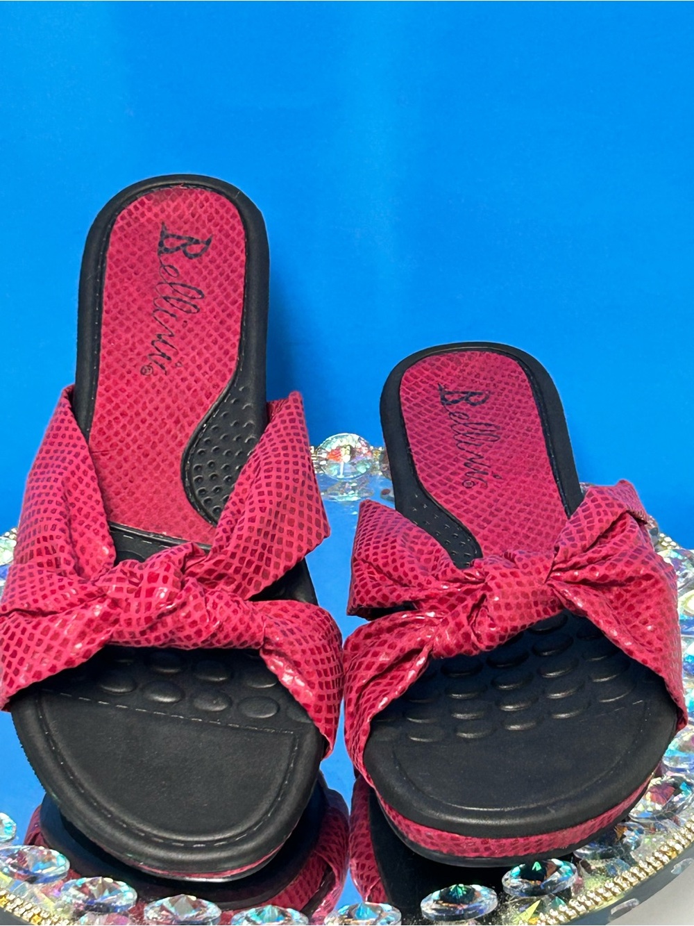 Bellini Hot Pink Bow Slide Sandals Size 8.5